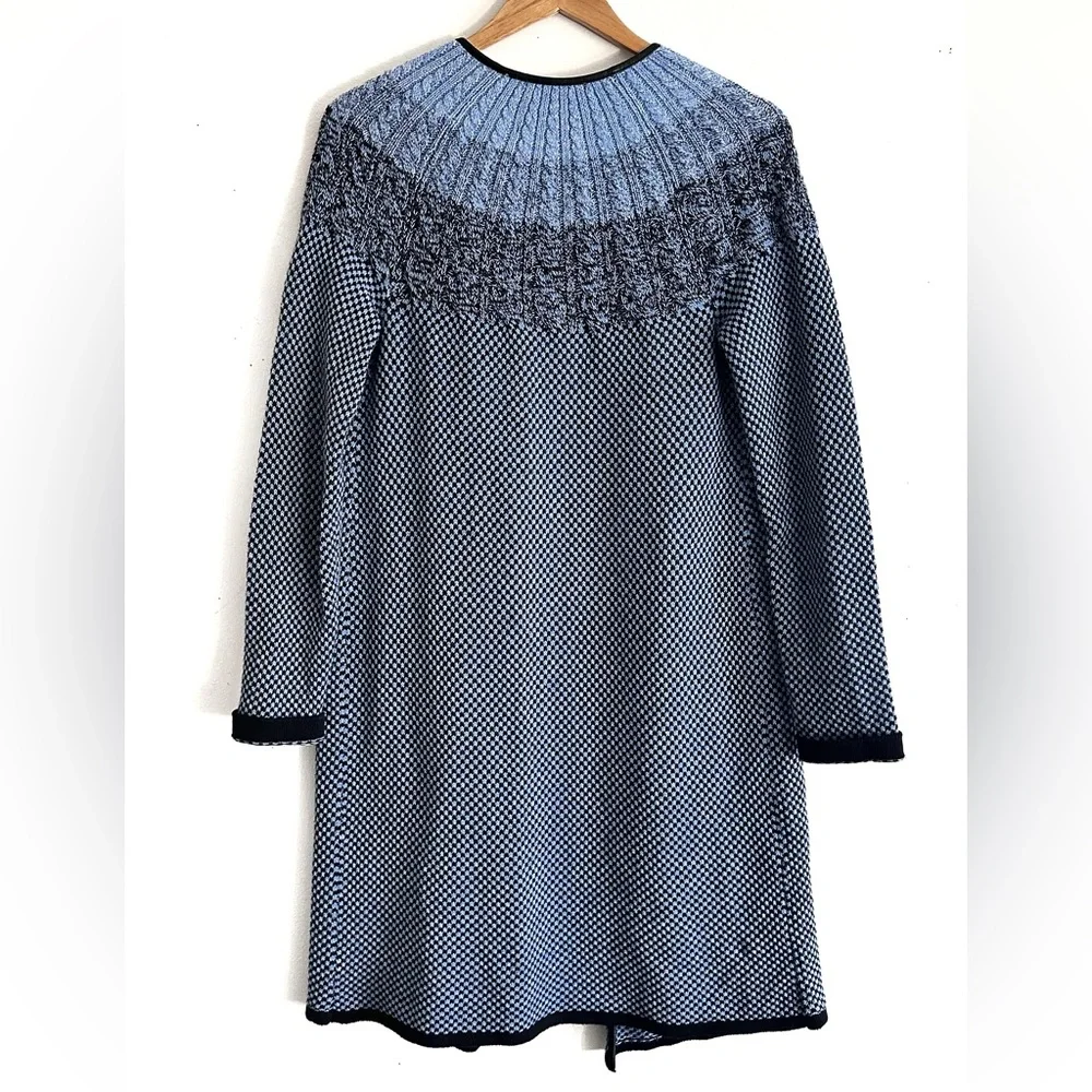 Nic + Zoe Long Open Front BlueBlack Cardigan